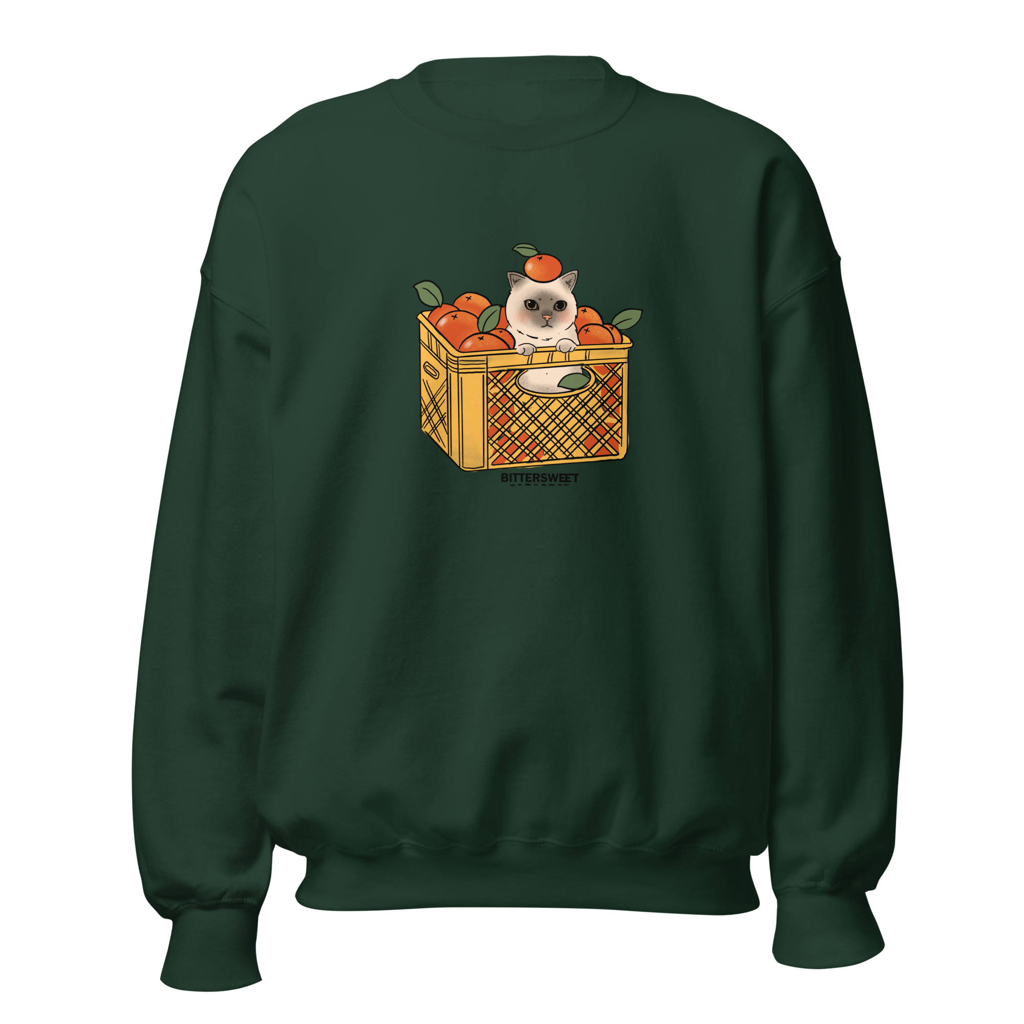 Bucket orange cat graphic printed Heavyweight Sweatshirt