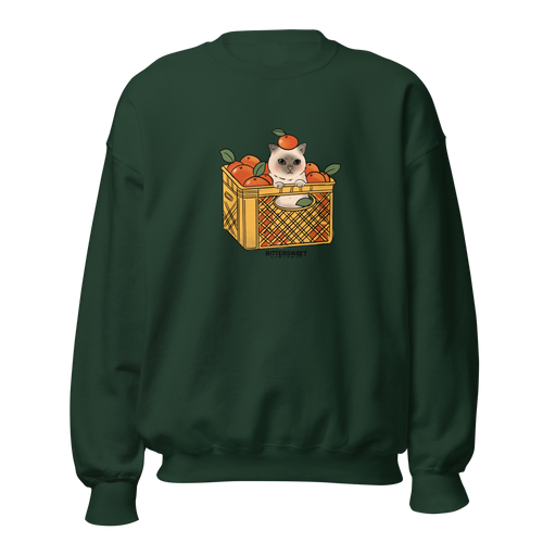 Bucket orange cat graphic printed Heavyweight Sweatshirt