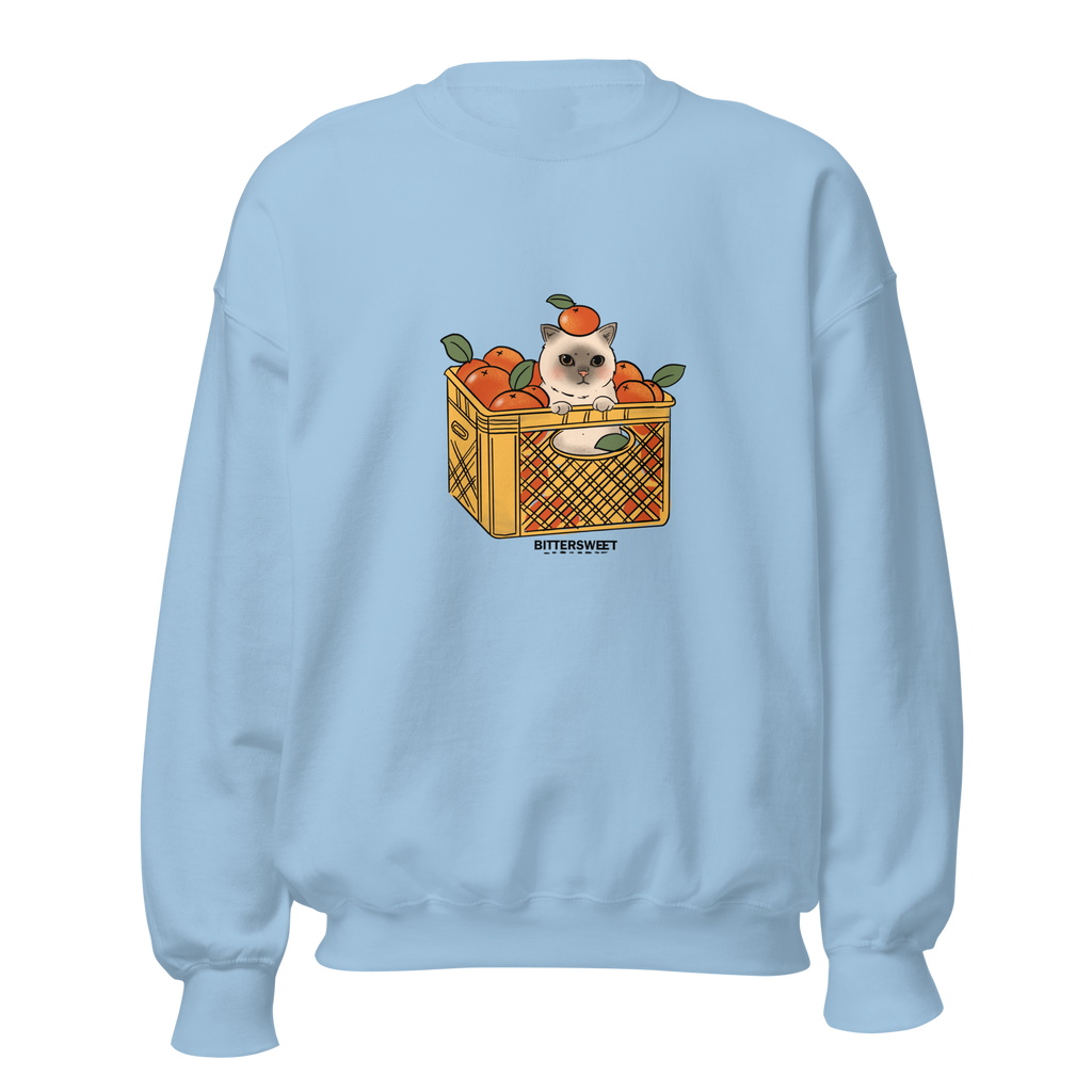 Bucket orange cat graphic printed Heavyweight Sweatshirt
