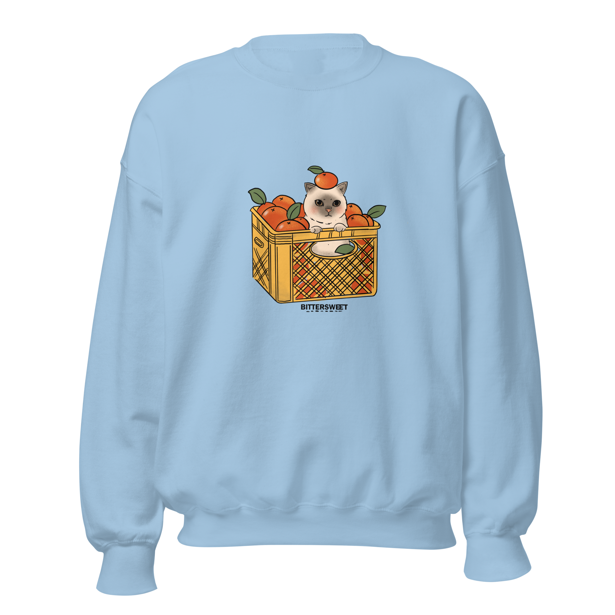 Bucket orange cat graphic printed Heavyweight Sweatshirt