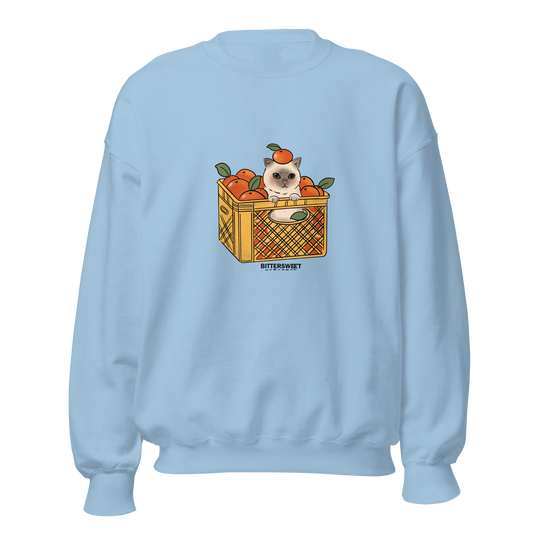 Bucket orange cat graphic printed Heavyweight Sweatshirt