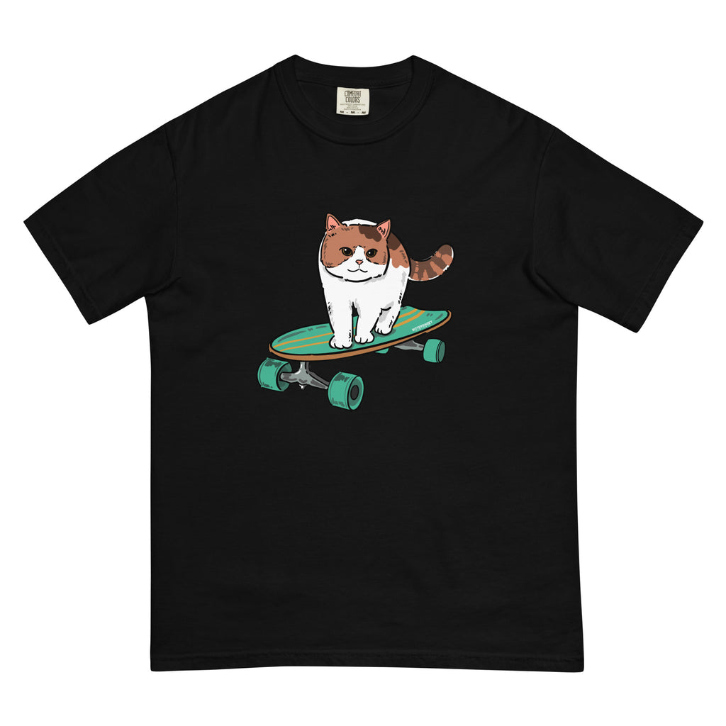 Unisex graphic T-shirt, Kitty skateboard T-shirt, Funny T-shirts