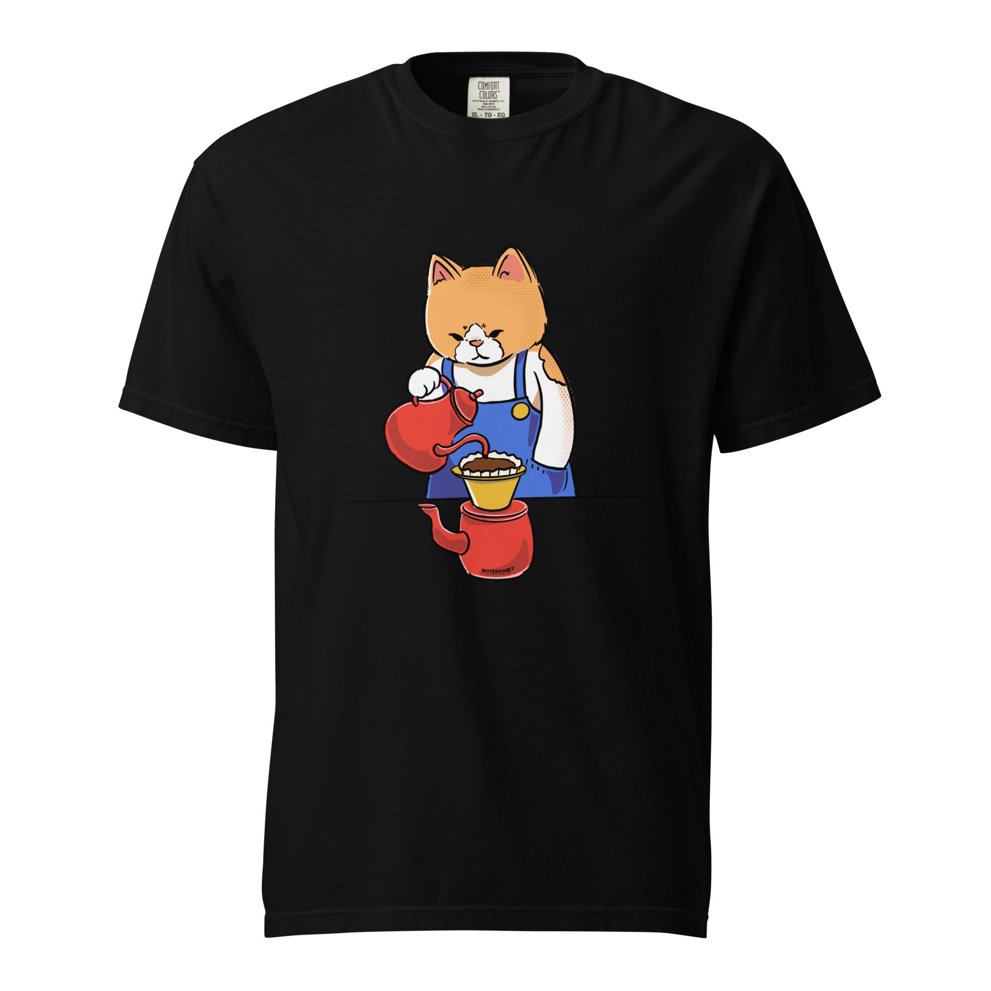 Unisex graphic T-shirt, Cat making coffee graphic T-shirt