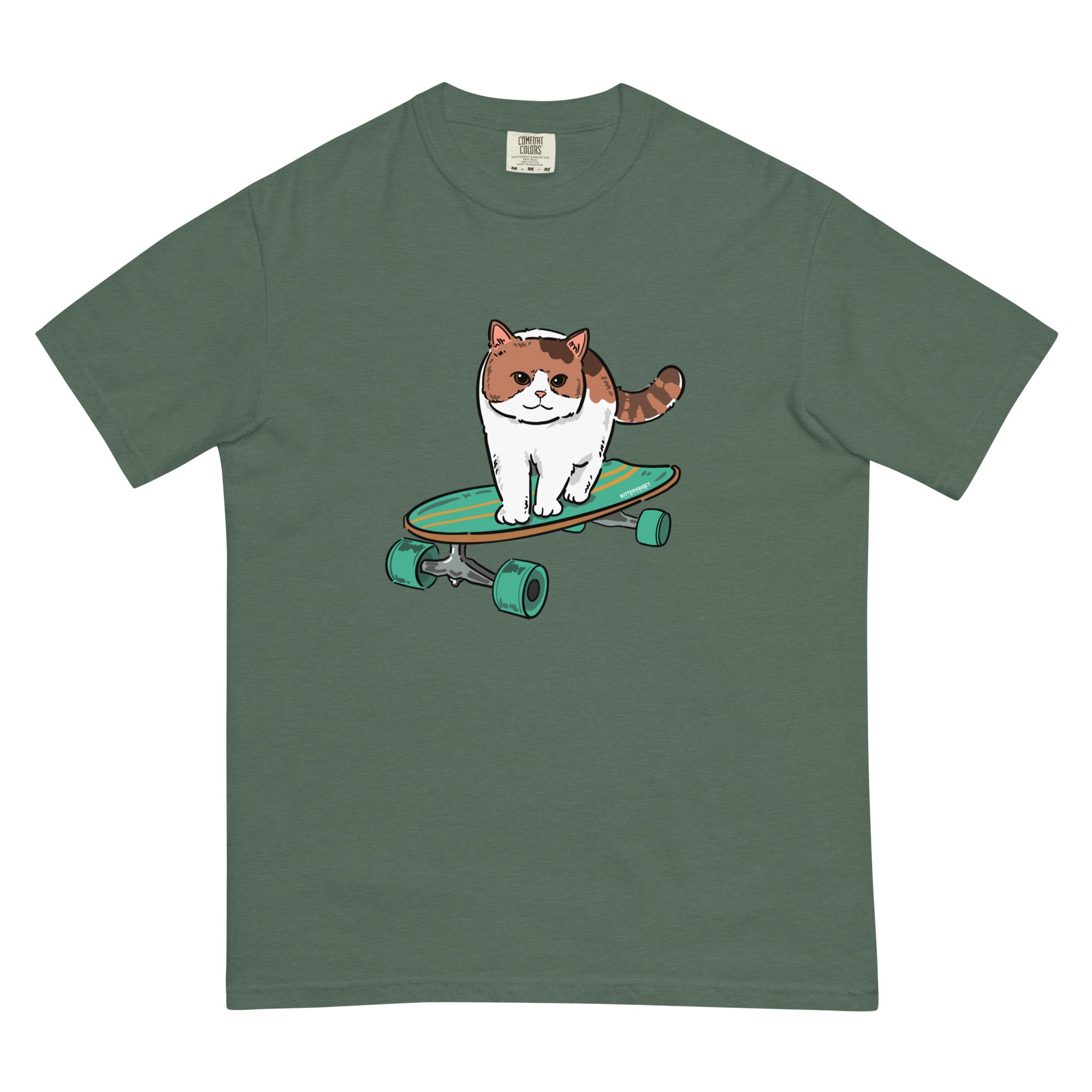 Unisex graphic T-shirt, Kitty skateboard T-shirt, Funny T-shirts