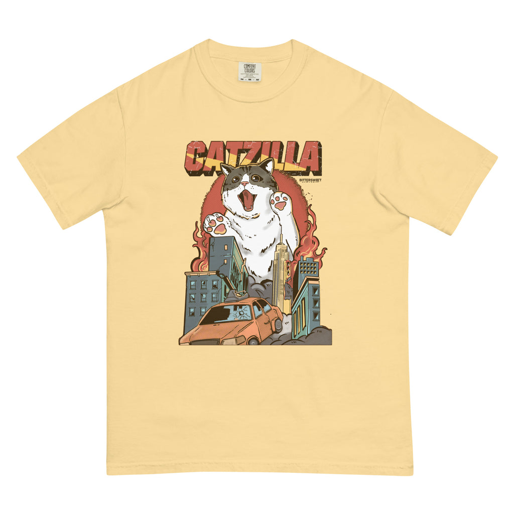 Unisex Cat T-shirt, Catzilla graphic T-shirt, Cat funny Tees