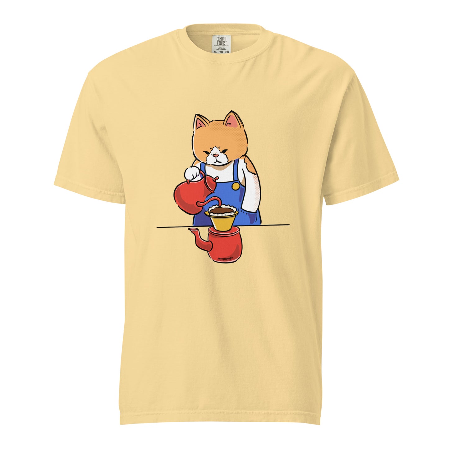 Unisex graphic T-shirt, Cat making coffee graphic T-shirt