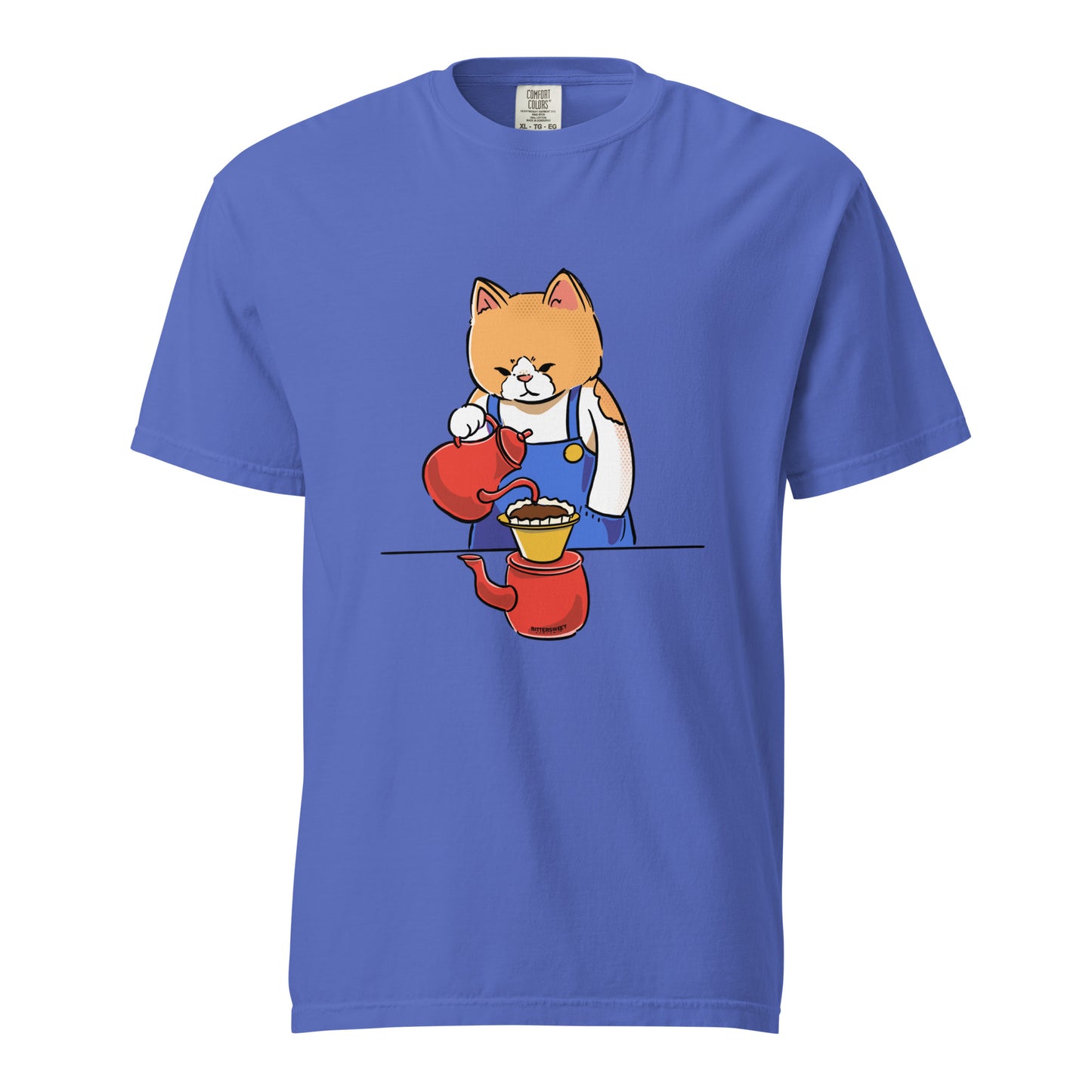 Unisex graphic T-shirt, Cat making coffee graphic T-shirt