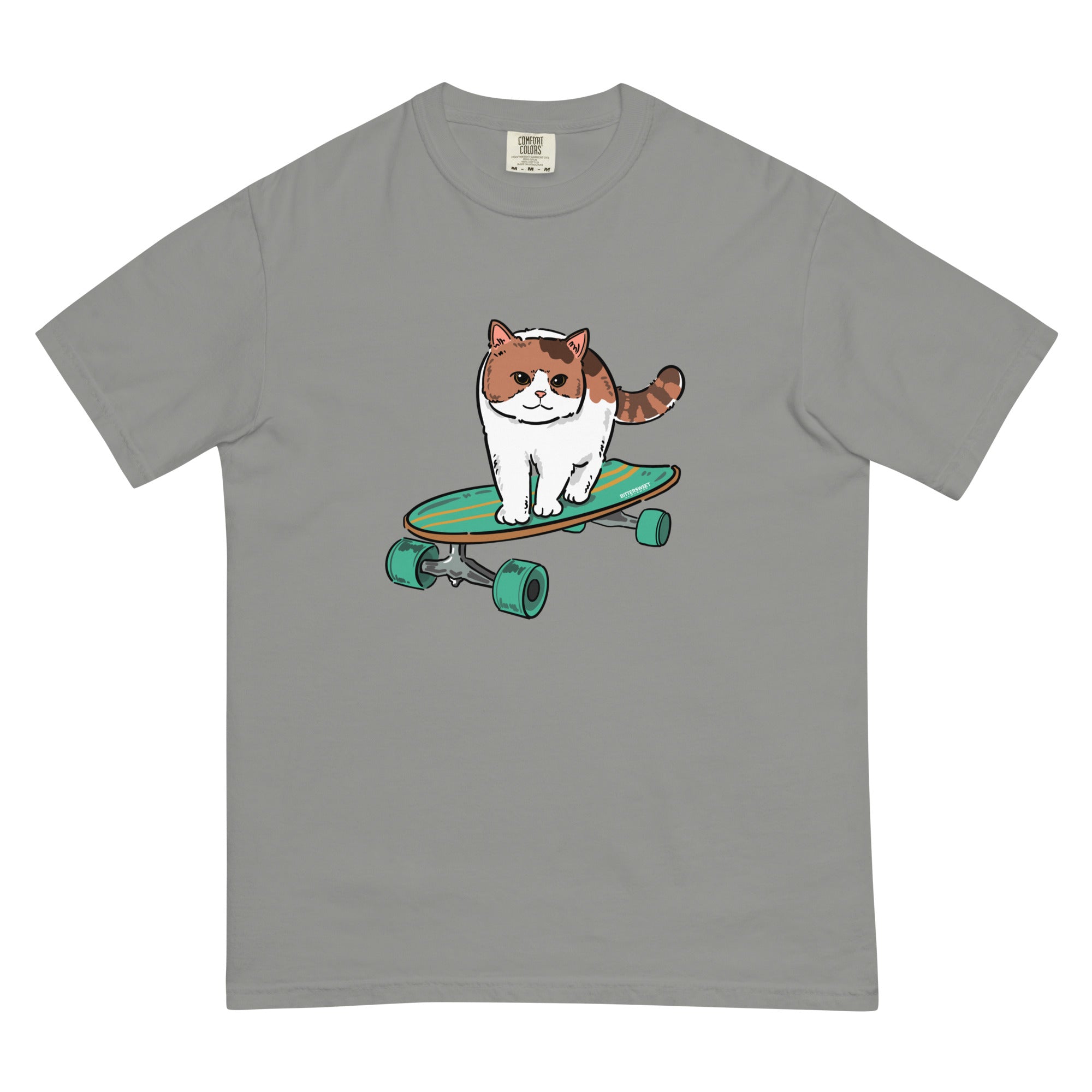 Unisex graphic T-shirt, Kitty skateboard T-shirt, Funny T-shirts