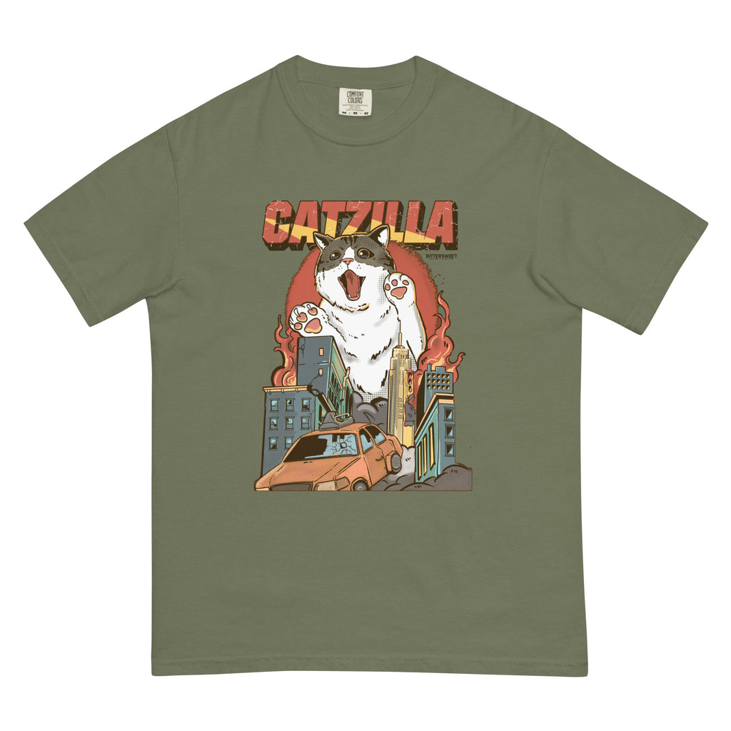 Unisex Cat T-shirt, Catzilla graphic T-shirt, Cat funny Tees