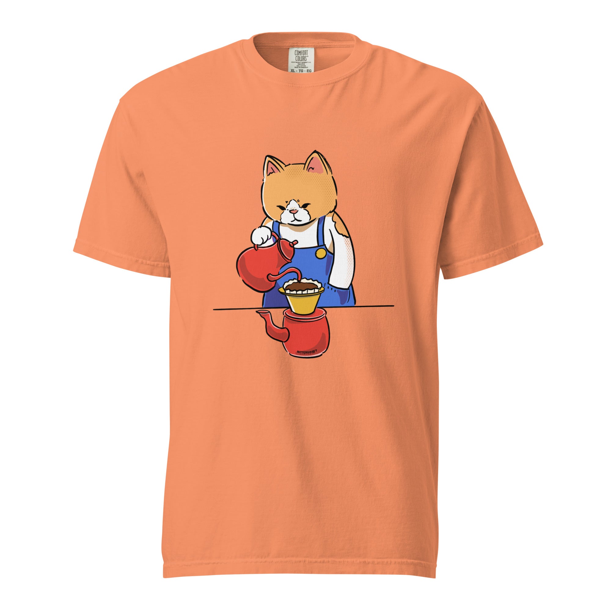 Unisex graphic T-shirt, Cat making coffee graphic T-shirt