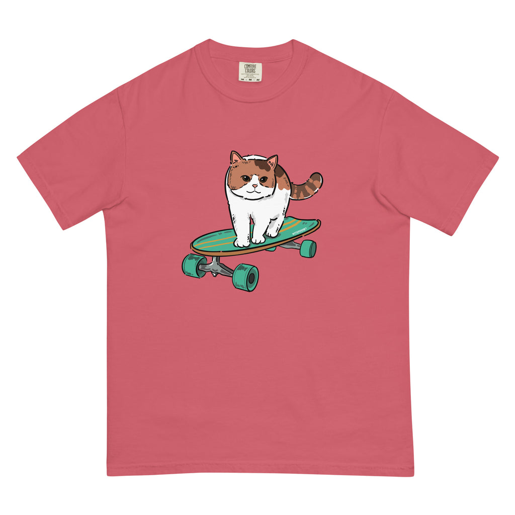Unisex graphic T-shirt, Kitty skateboard T-shirt, Funny T-shirts