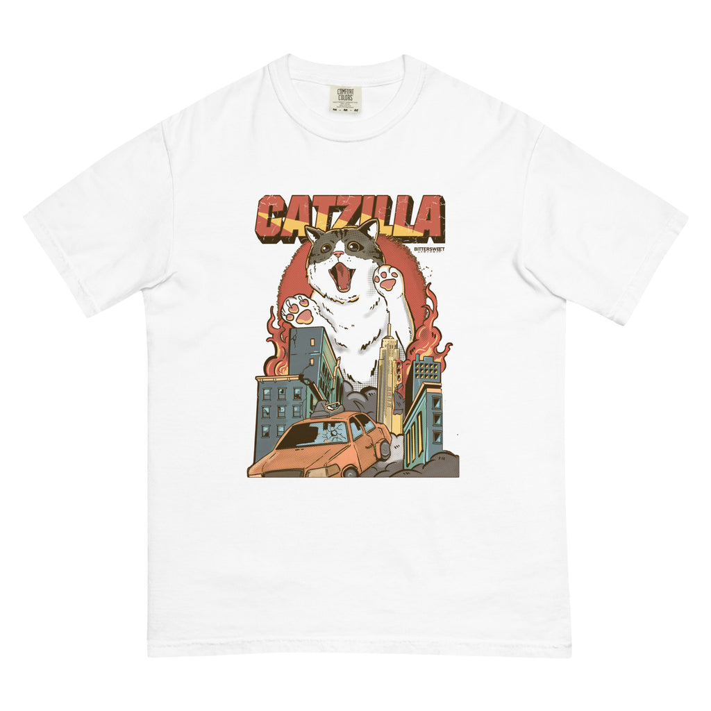 Unisex Cat T-shirt, Catzilla graphic T-shirt, Cat funny Tees