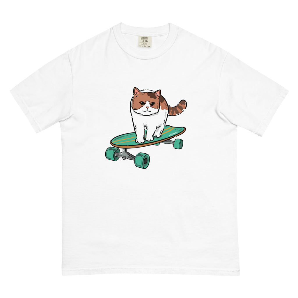 Unisex graphic T-shirt, Kitty skateboard T-shirt, Funny T-shirts