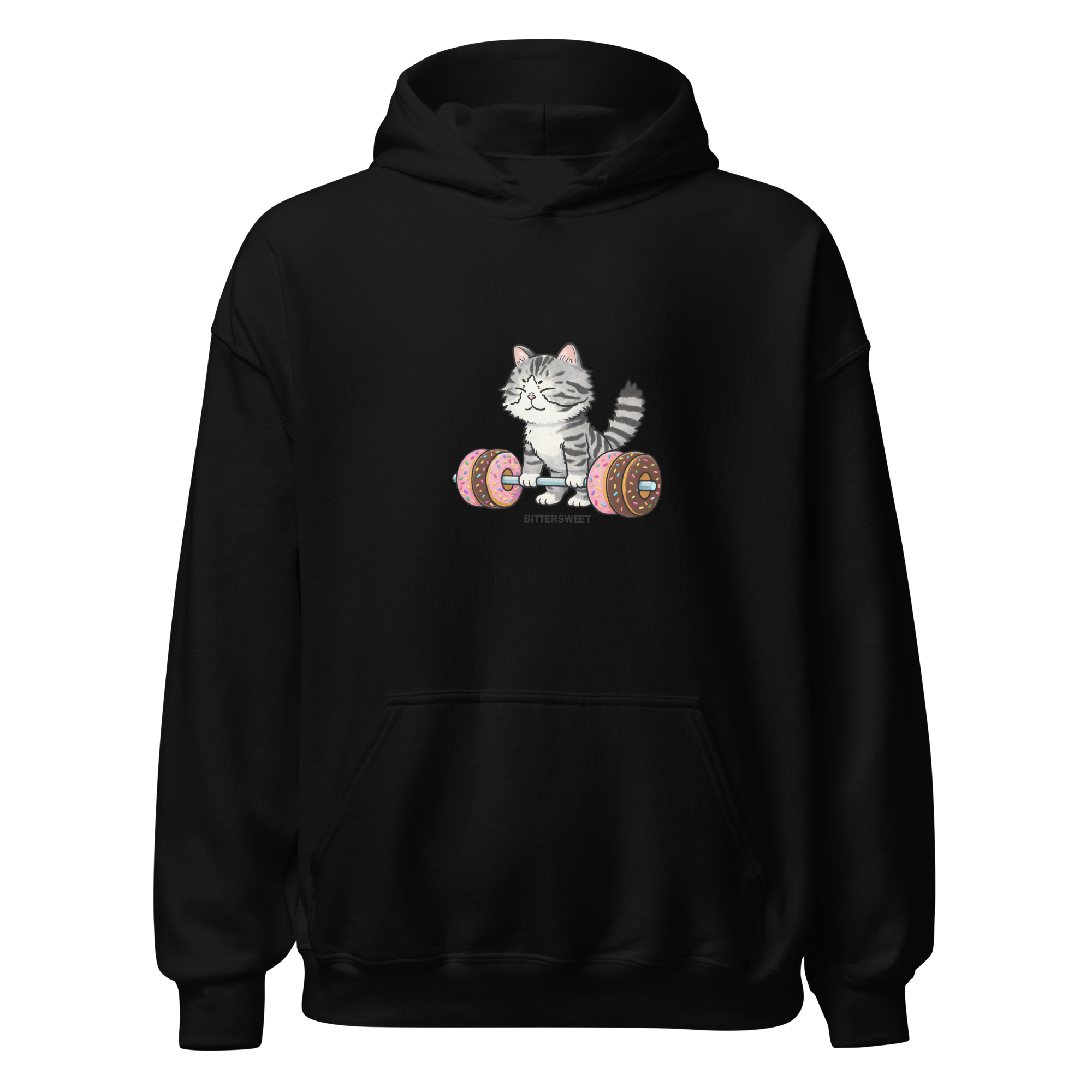 Unisex Cat Deadlift Hoodie – Lightweight Unisex graphic printed Hoodie