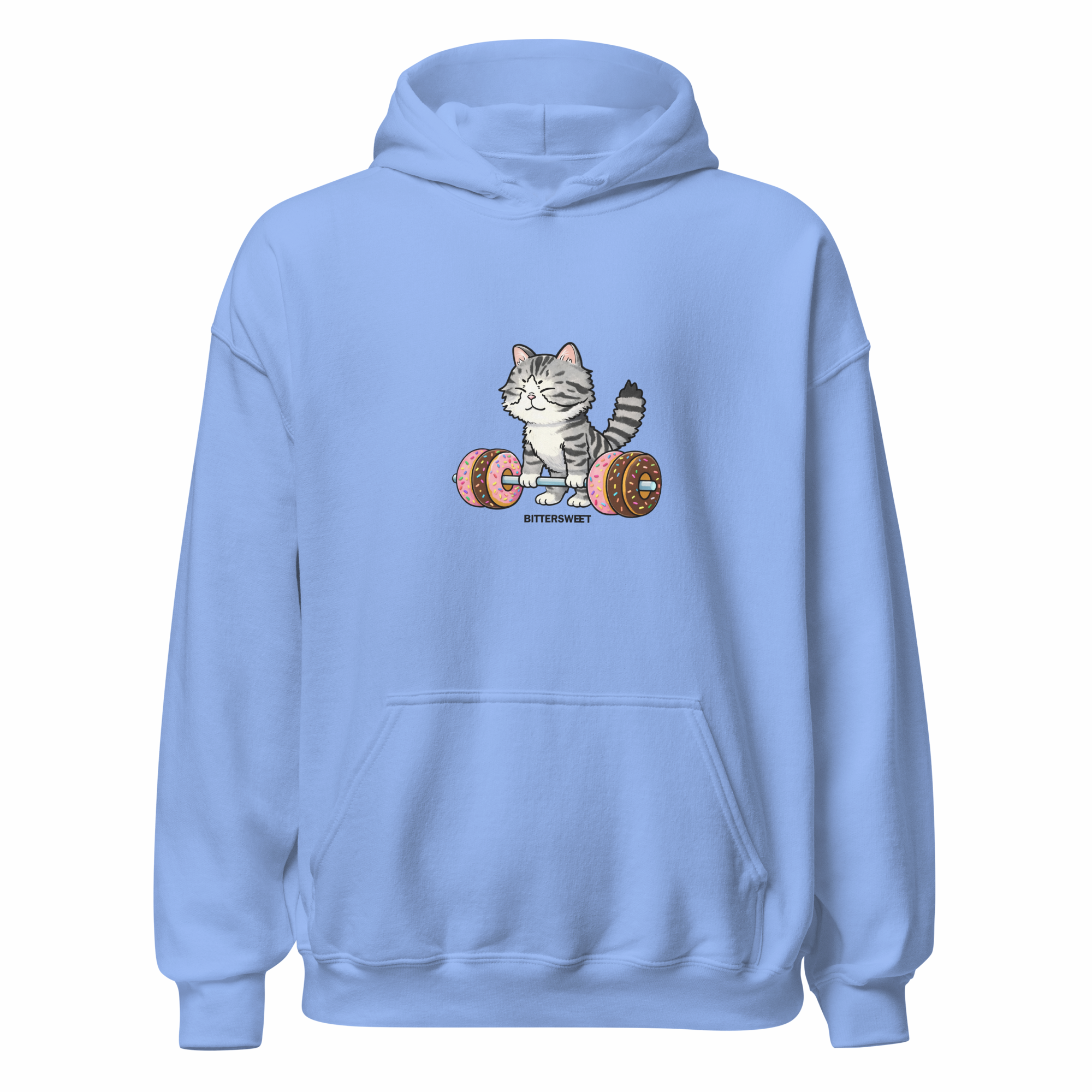 Unisex Cat Deadlift Hoodie – Lightweight Unisex graphic printed Hoodie