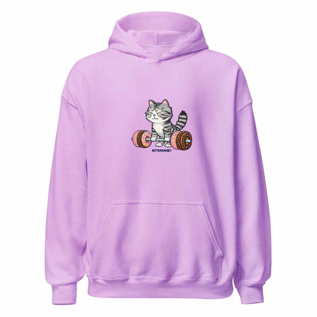 Unisex Cat Deadlift Hoodie – Lightweight Unisex graphic printed Hoodie