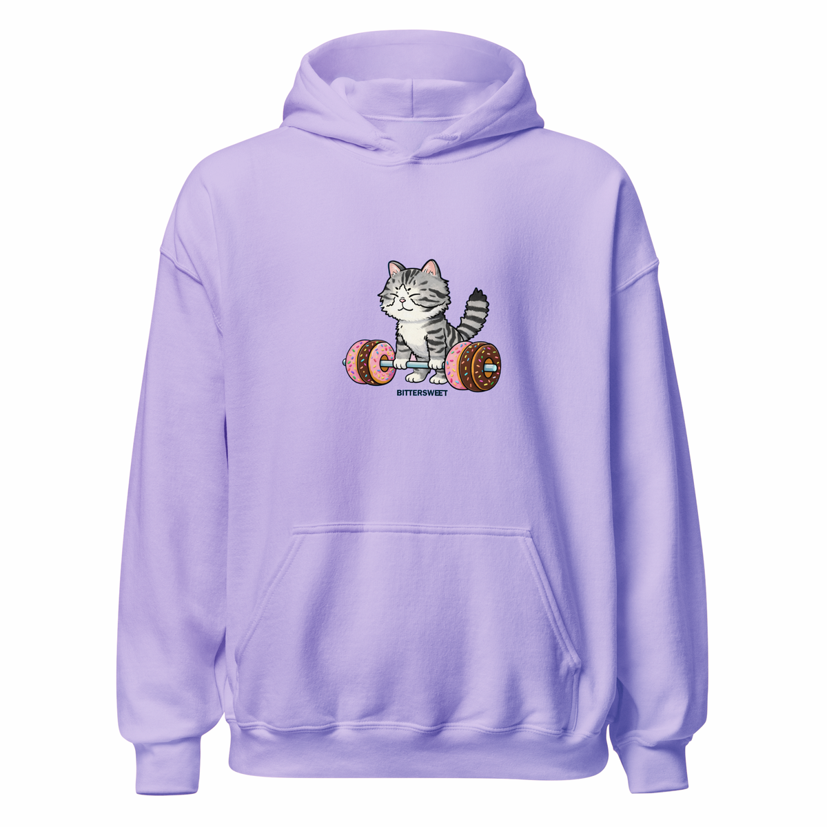 Cat Deadlift Gym Hoodie – Funny Cat Graphic Printed Heavy Cotton Hoodie