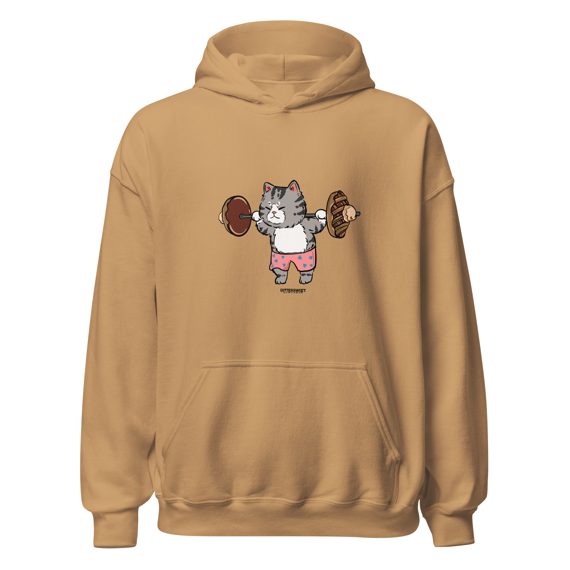 Workout cat funny graphic printed loose fit Hoodies