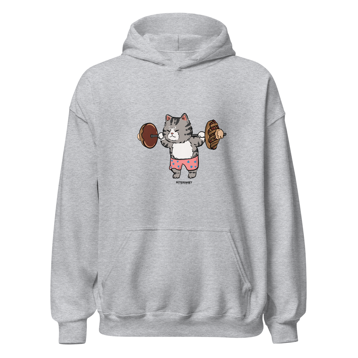 Workout cat funny graphic printed loose fit Hoodies