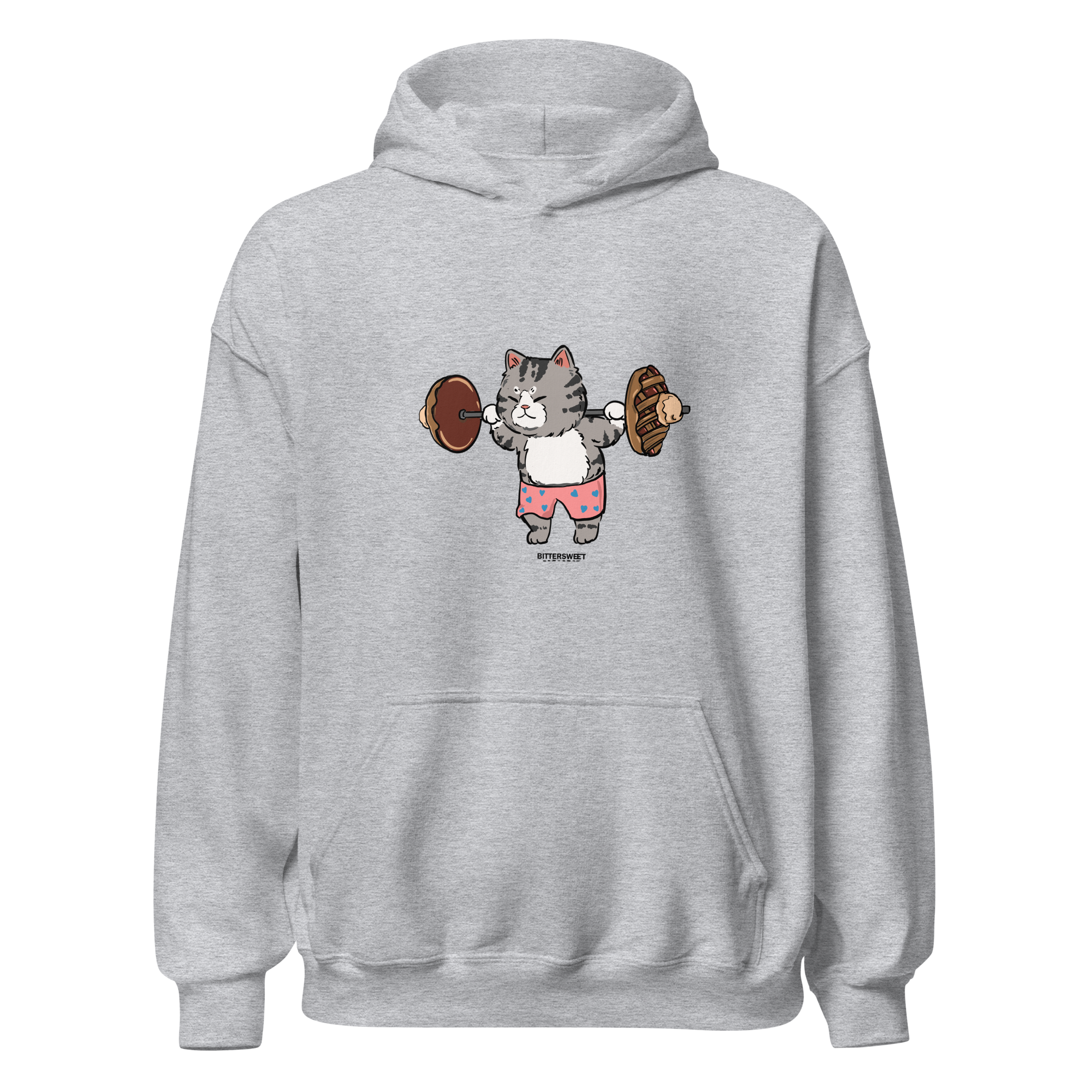 Workout cat funny graphic printed loose fit Hoodies