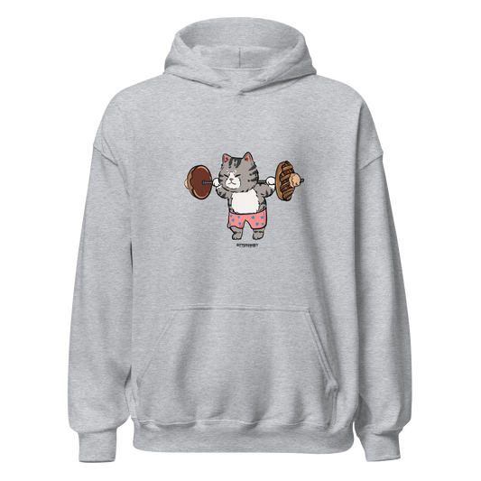 Workout cat funny graphic printed loose fit Hoodies