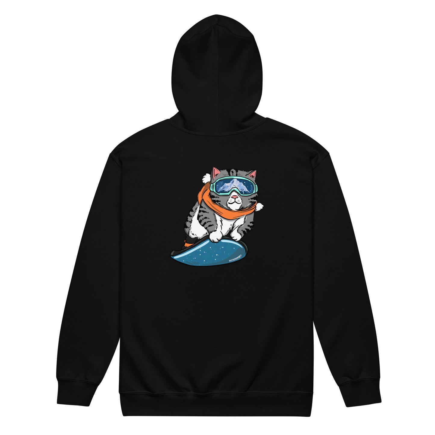 Funny Cat snow ski zip hoodie, light jacket with hood