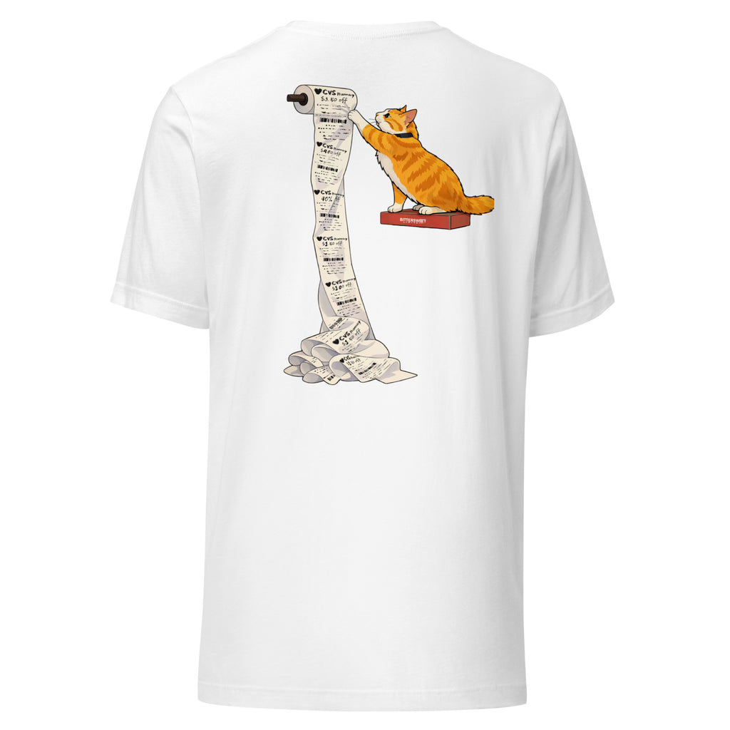 Unisex Funny Cat Graphic Tee – Orange Cat Limited edition CVS receipt paper roll funny tees