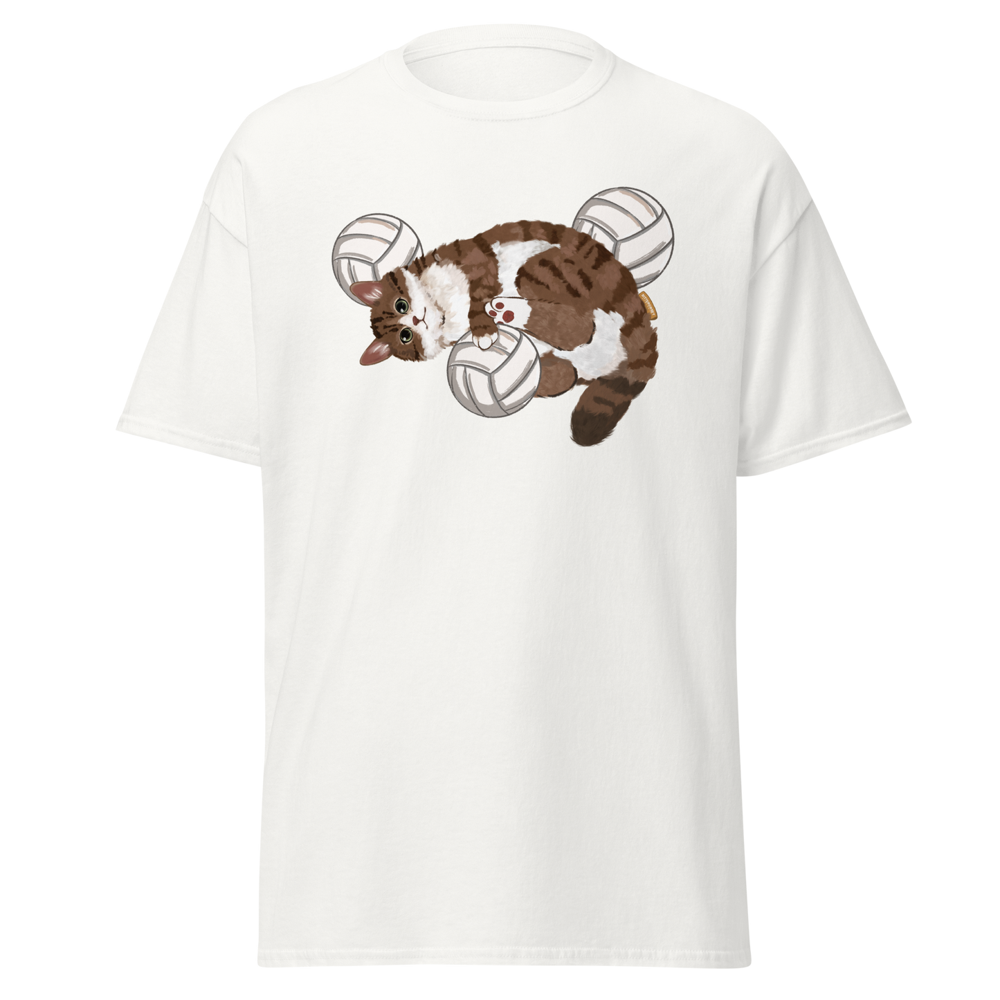 volley-cat-vintage-graphic-tee-white-front-bittersweet-illustration