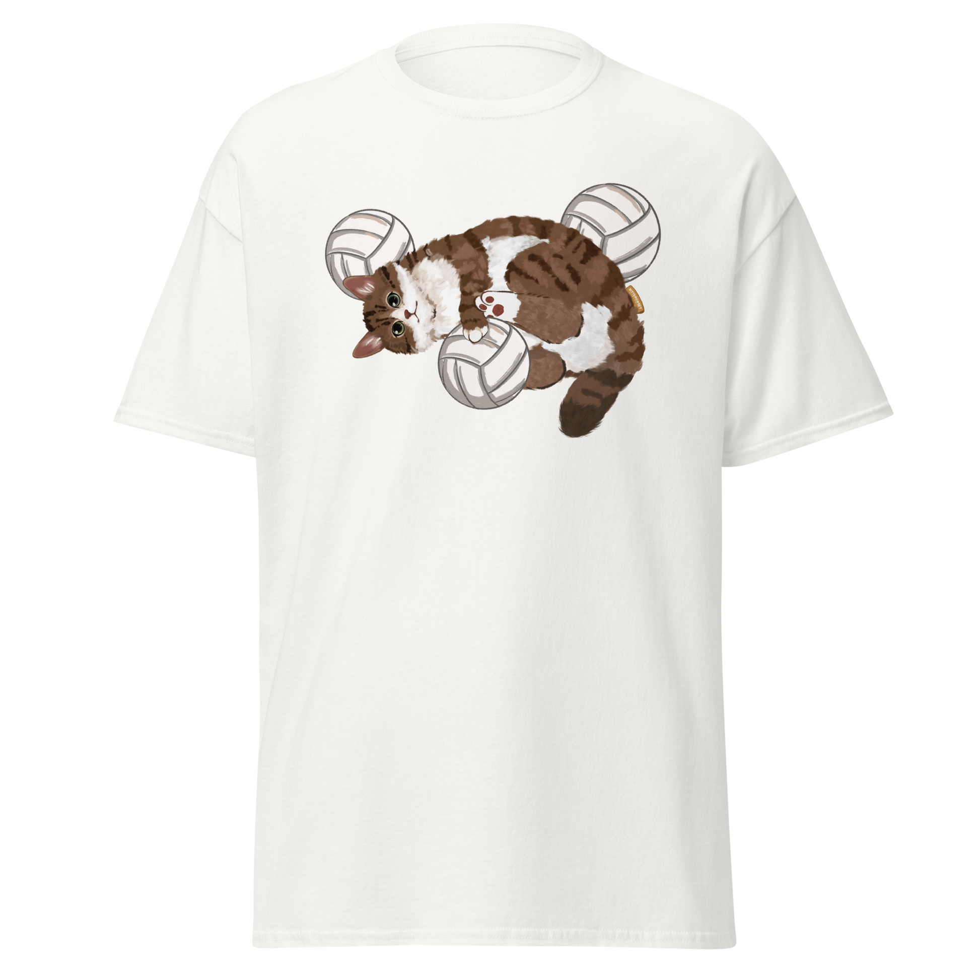 volley-cat-vintage-graphic-tee-white-front-bittersweet-illustration