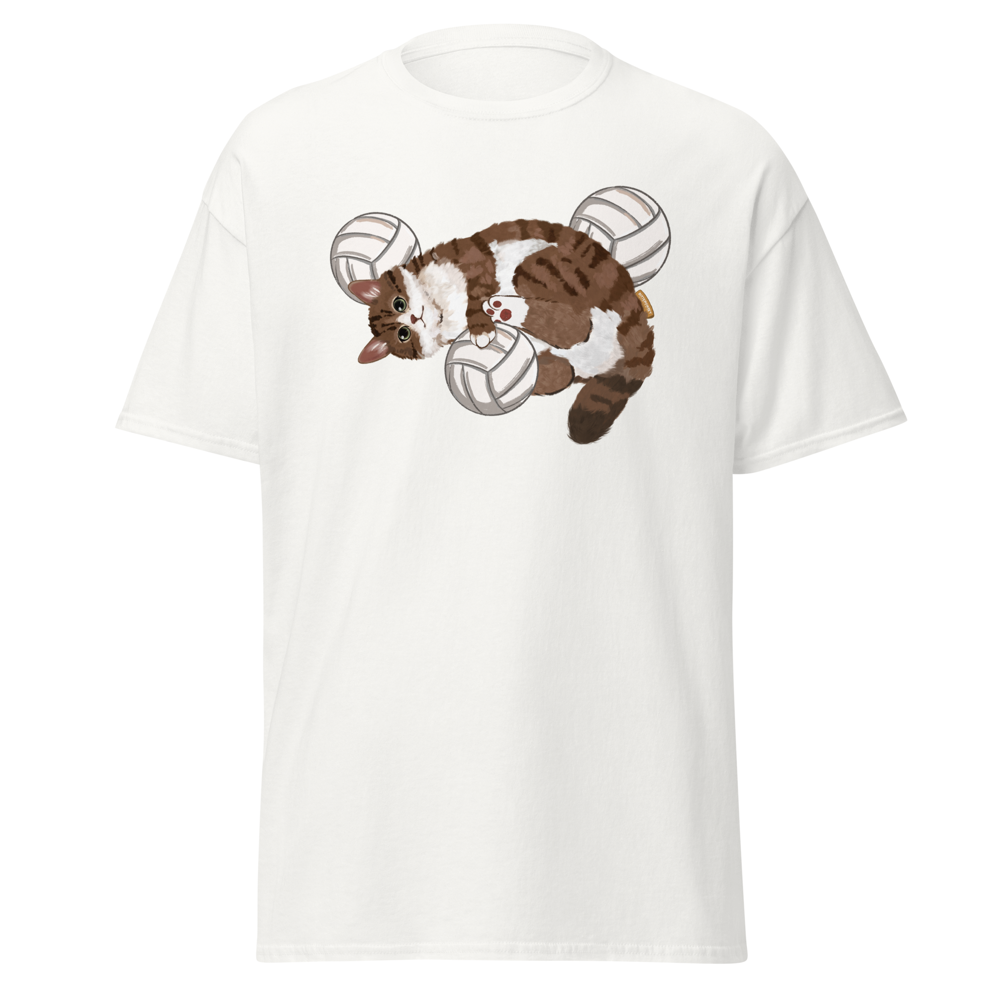 volley-cat-vintage-graphic-tee-white-front-bittersweet-illustration