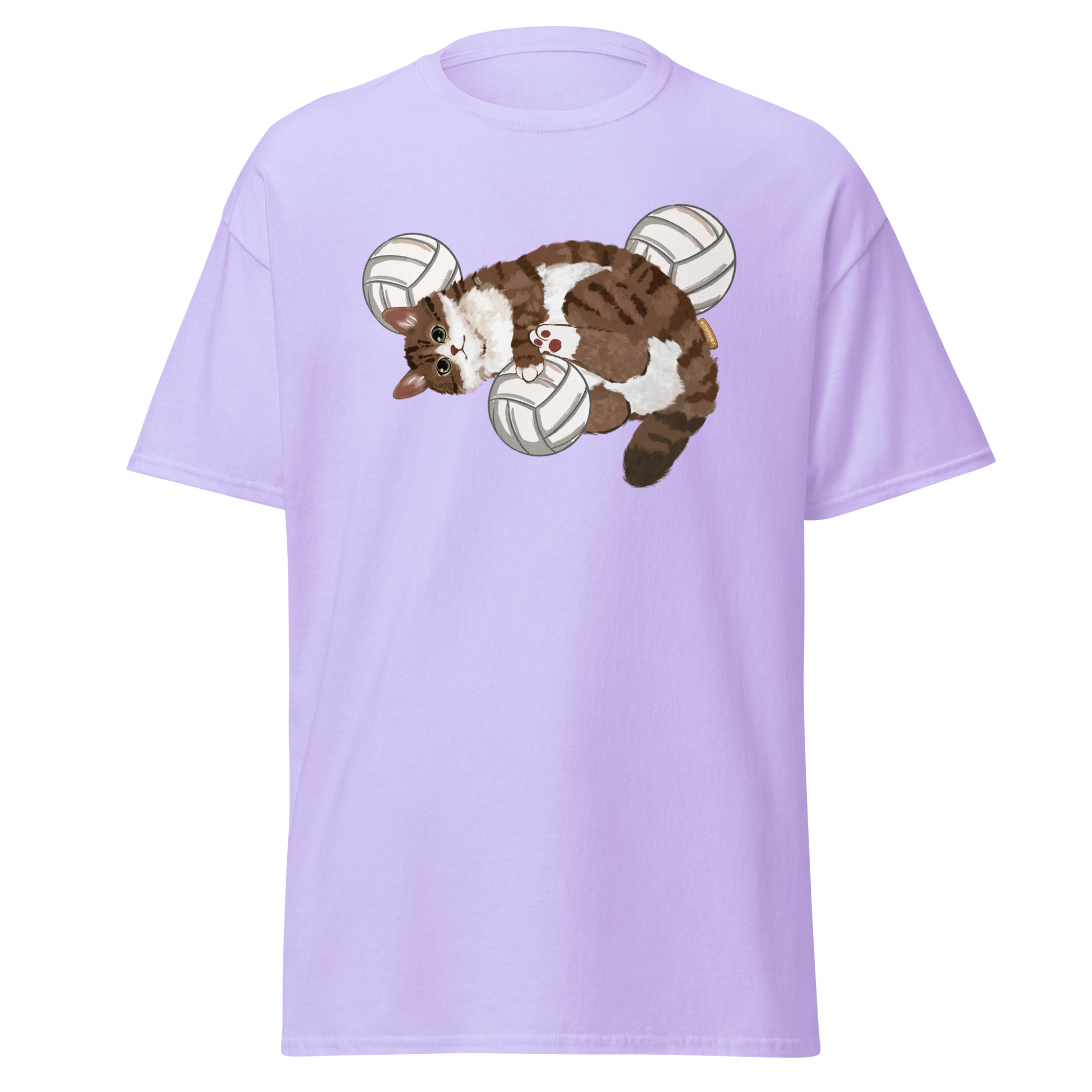 Trending Purple Volley Cat graphic tee – unisex vintage sport t-shirt by Bittersweet Illustration