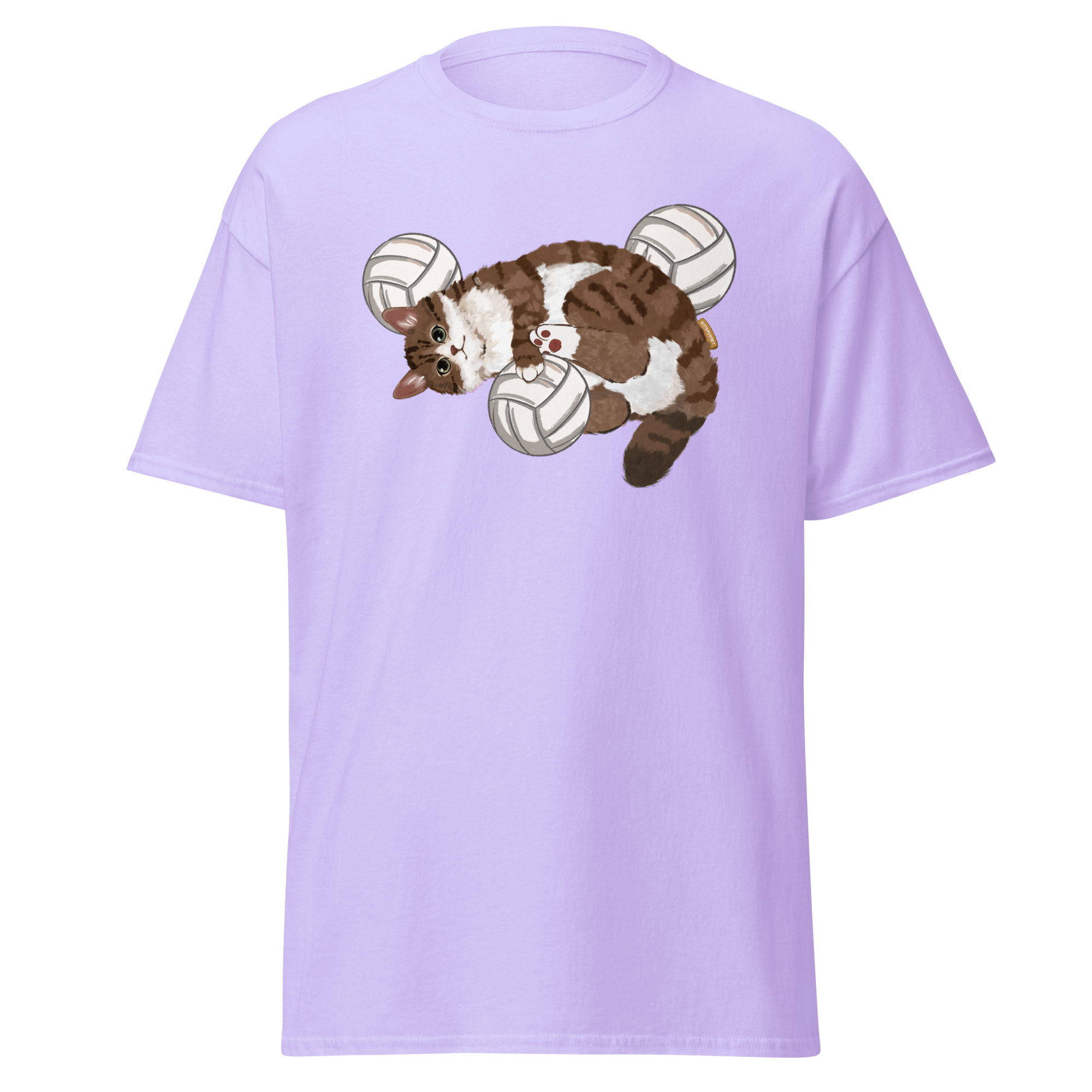 Trending Purple Volley Cat graphic tee – unisex vintage sport t-shirt by Bittersweet Illustration