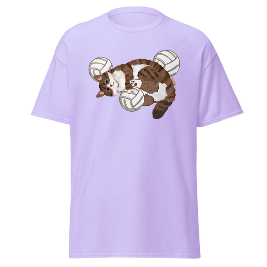 Trending Purple Volley Cat graphic tee – unisex vintage sport t-shirt by Bittersweet Illustration