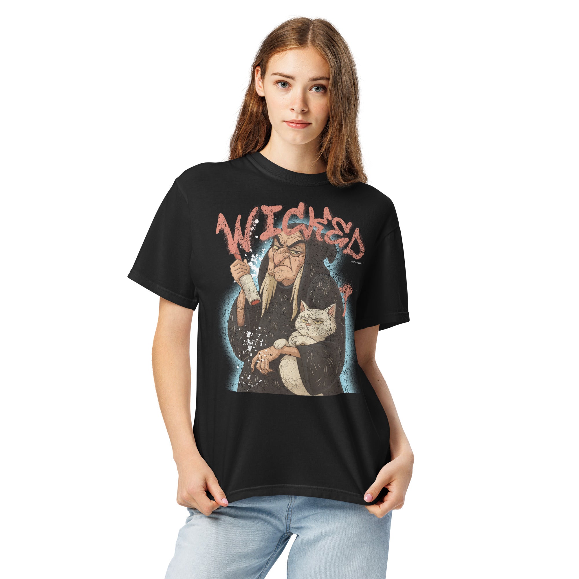 Unisex WICKED Vintage Witch & Cat Halloween Graphic T-Shirt