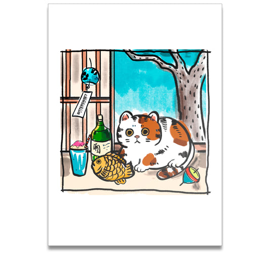 Relaxing Sunday - art print, postcard, cat graphic prints
