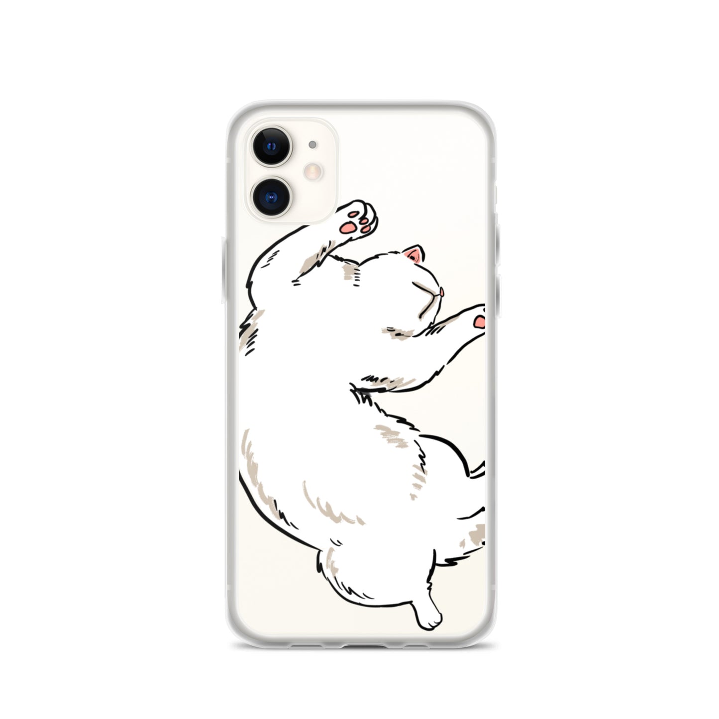 white cat phone case, iphone 7-14max available