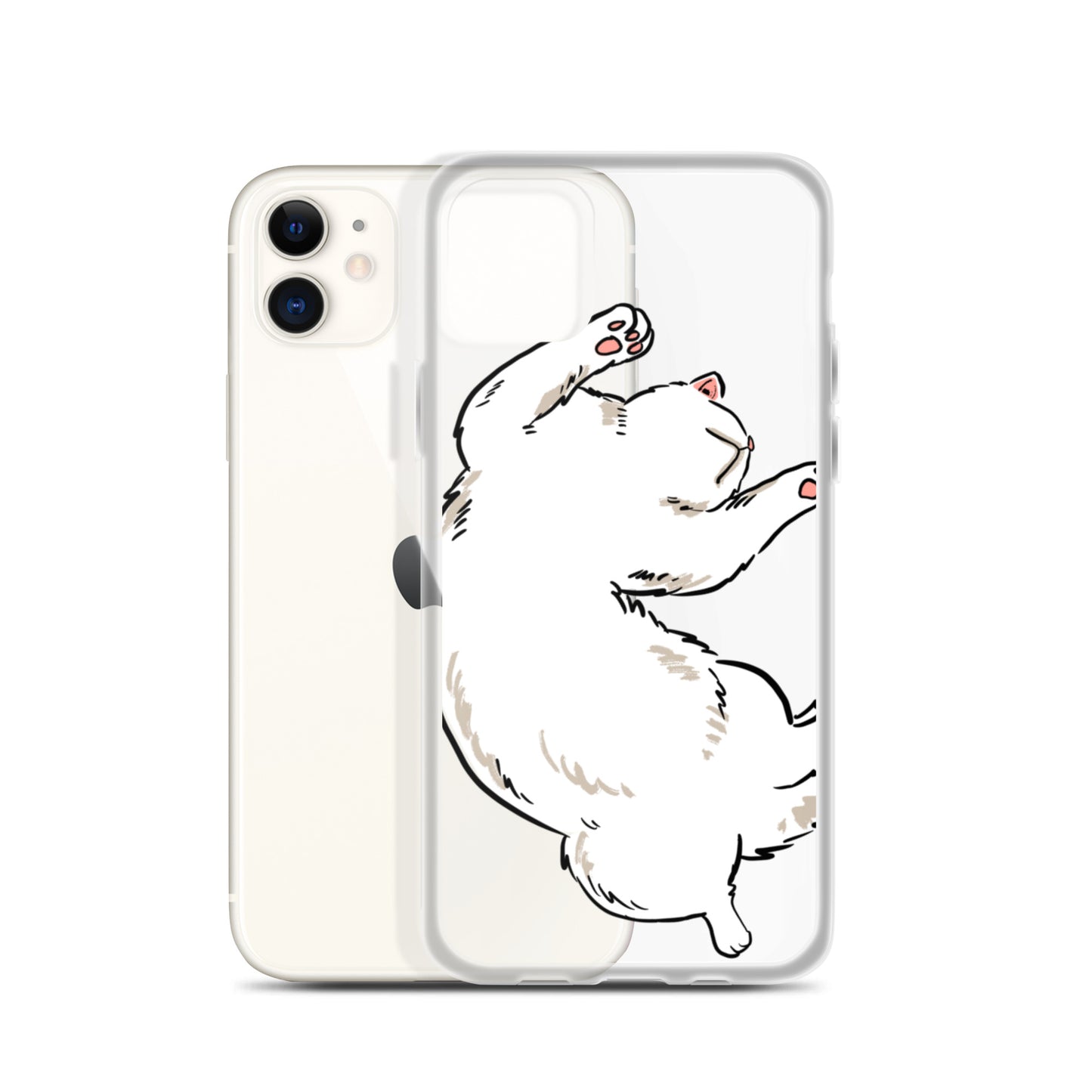 white cat phone case, iphone 7-14max available