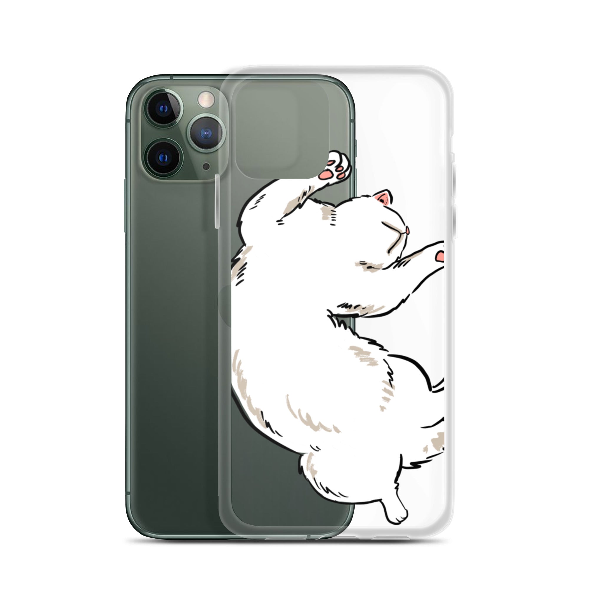 white cat phone case, iphone 7-14max available