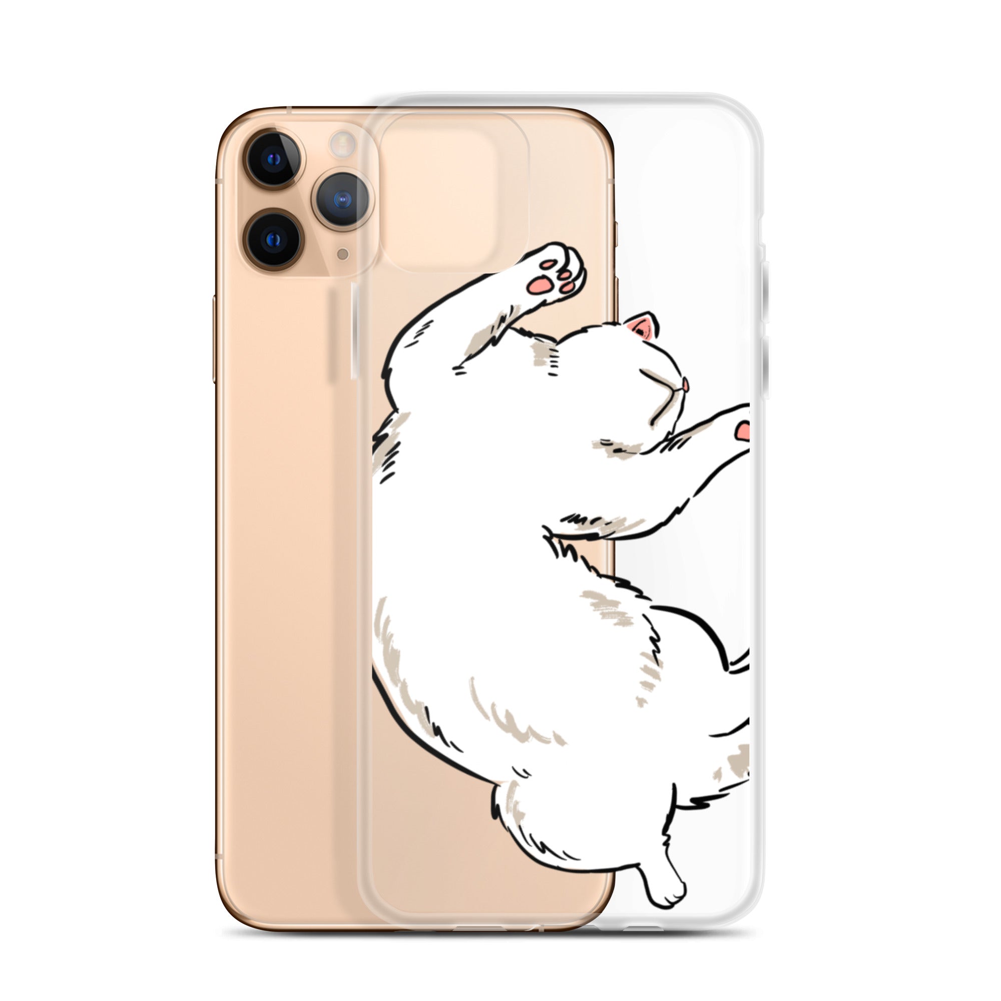 white cat phone case, iphone 7-14max available