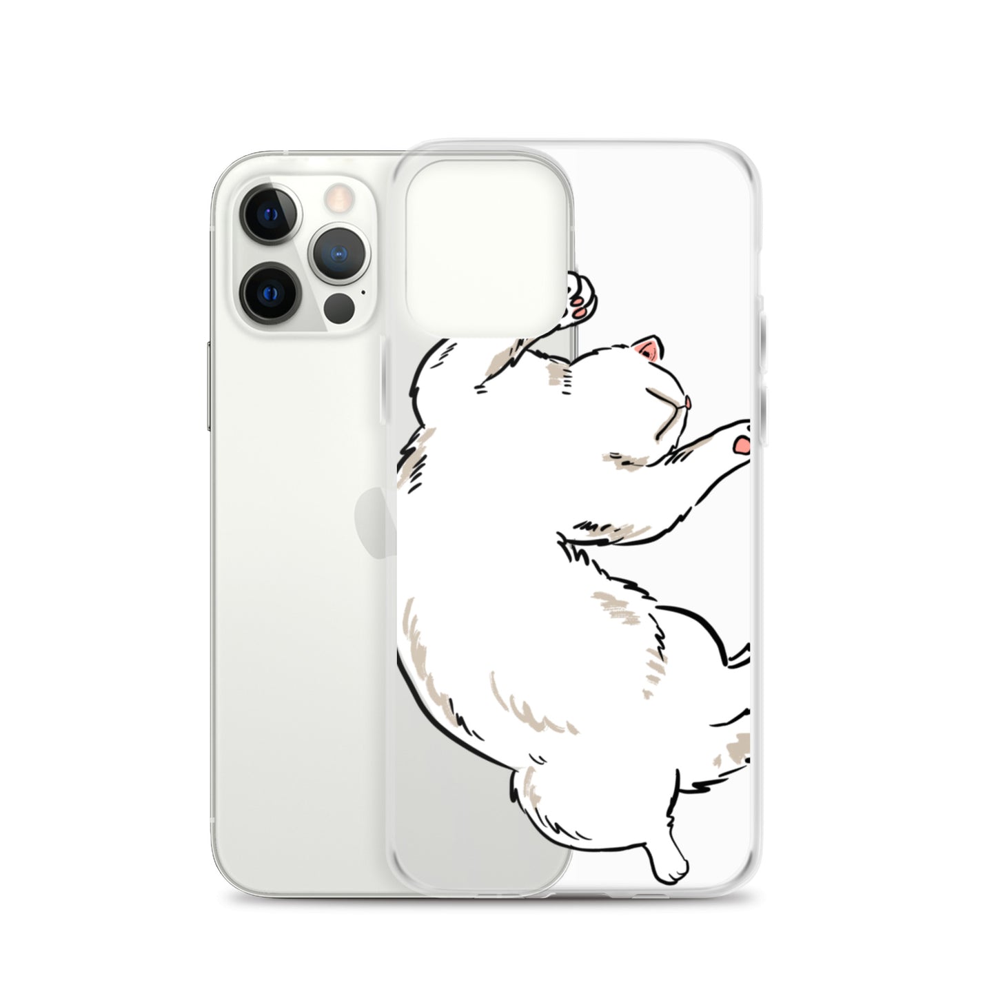 white cat phone case, iphone 7-14max available