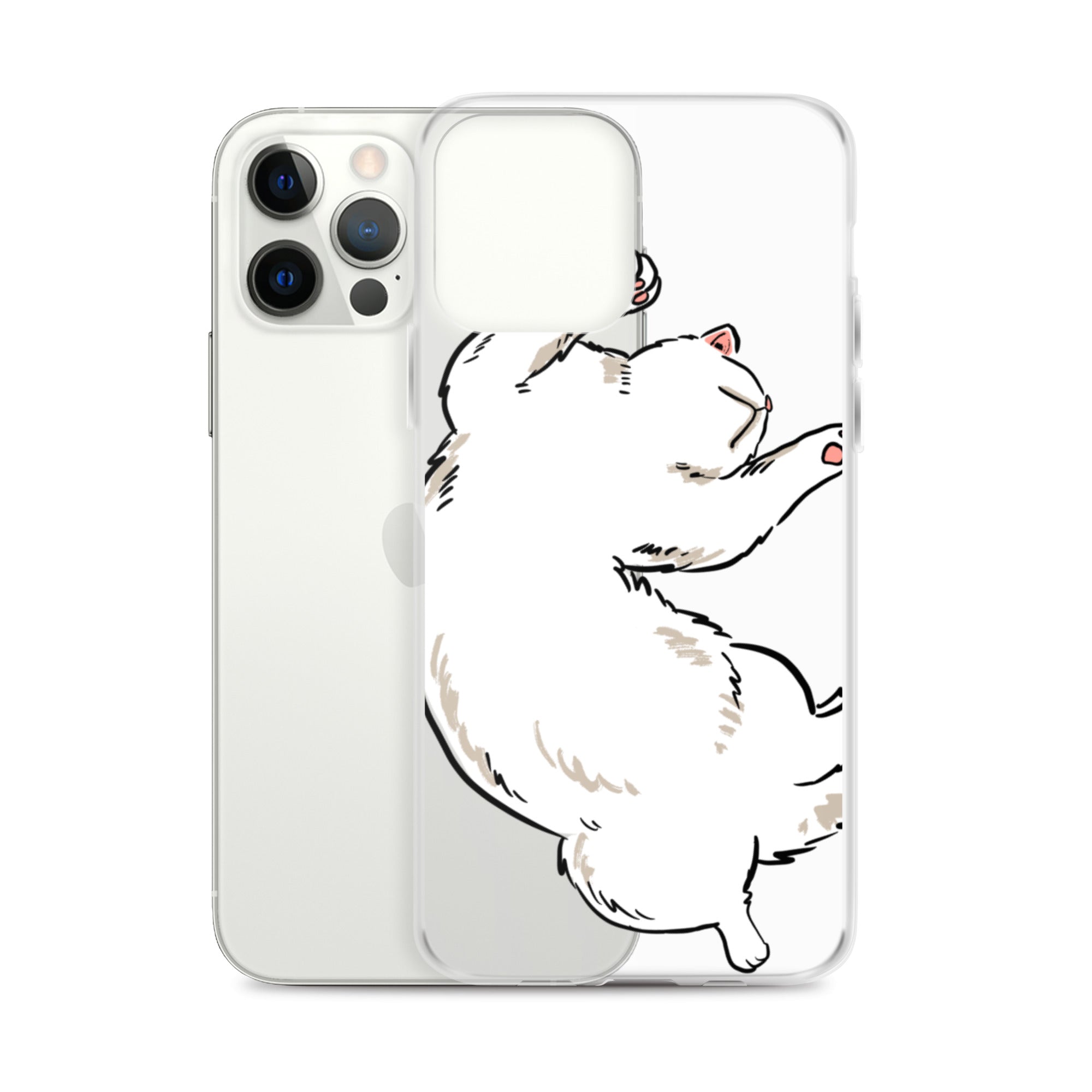 white cat phone case, iphone 7-14max available