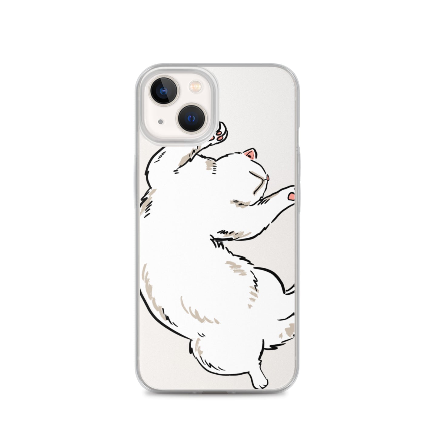 white cat phone case, iphone 7-14max available