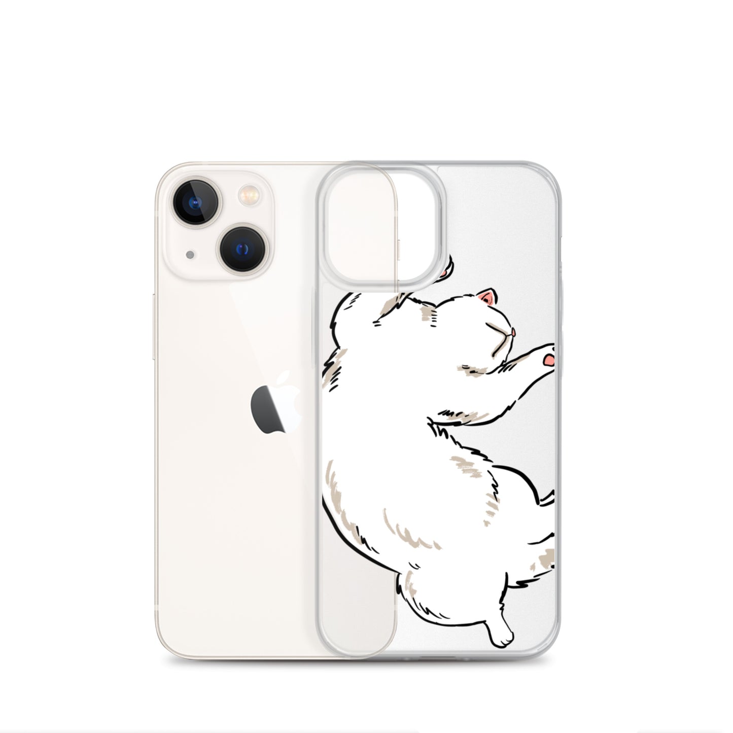 white cat phone case, iphone 7-14max available