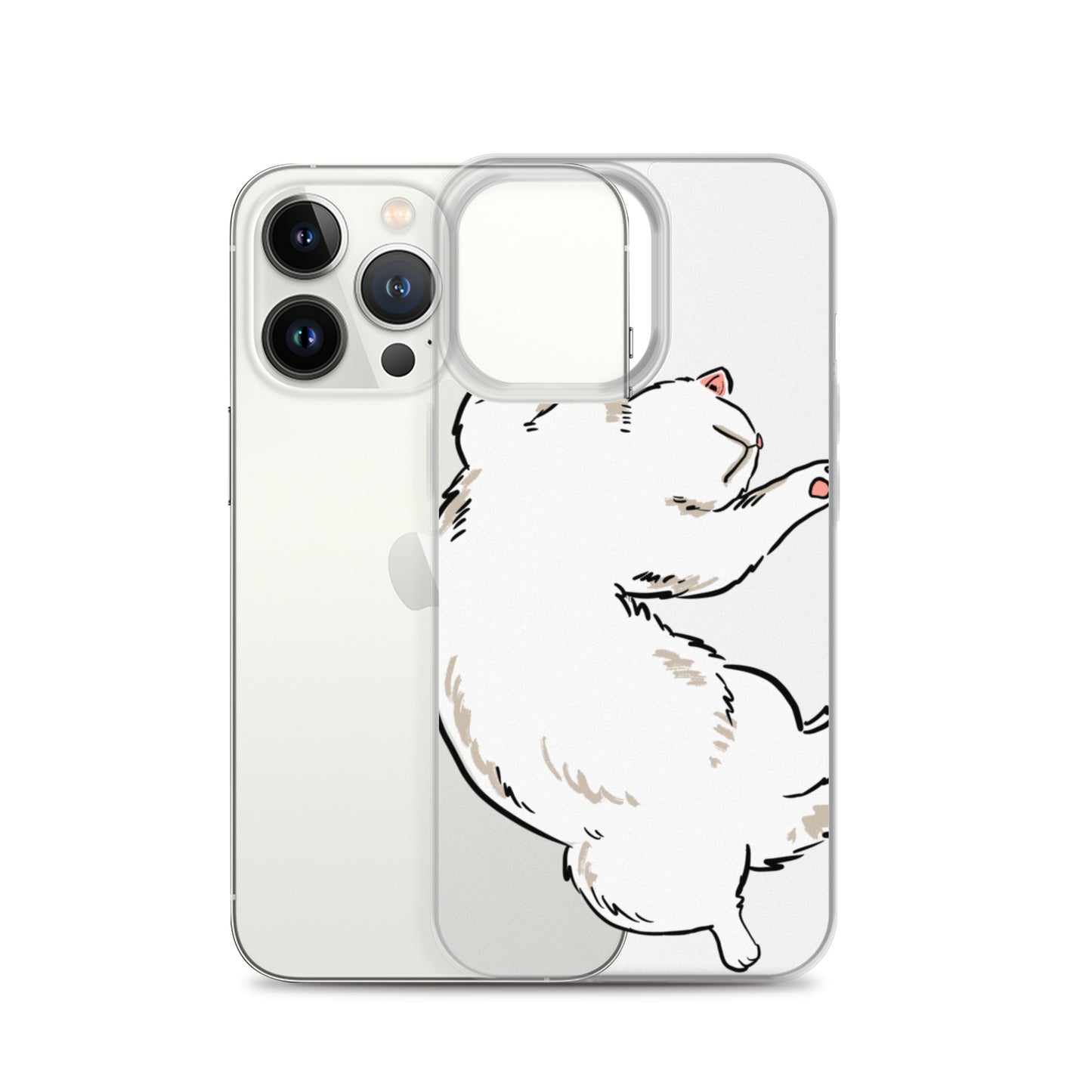 white cat phone case, iphone 7-14max available