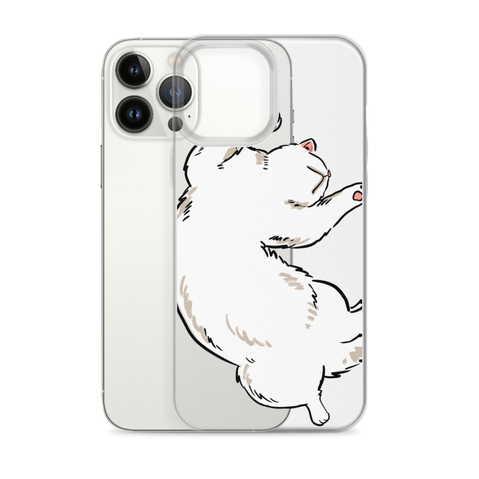 white cat phone case, iphone 7-14max available