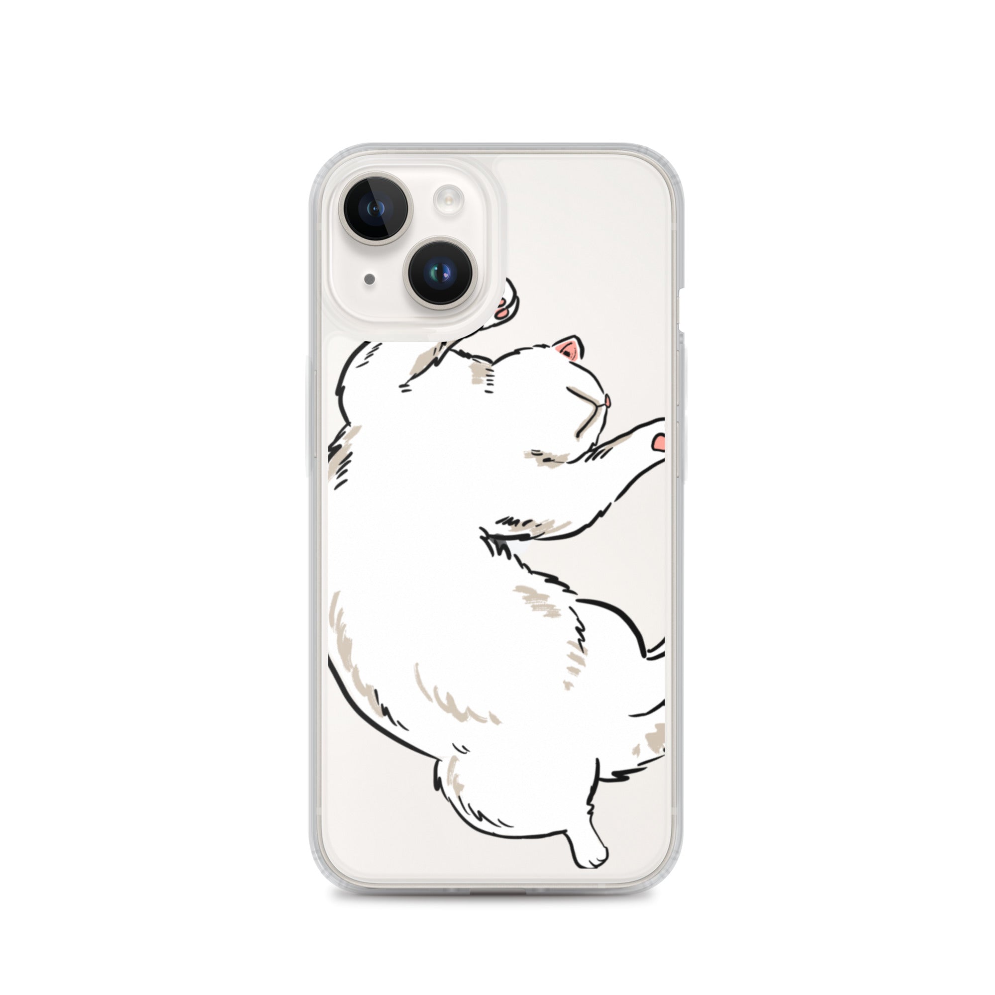 white cat phone case, iphone 7-14max available