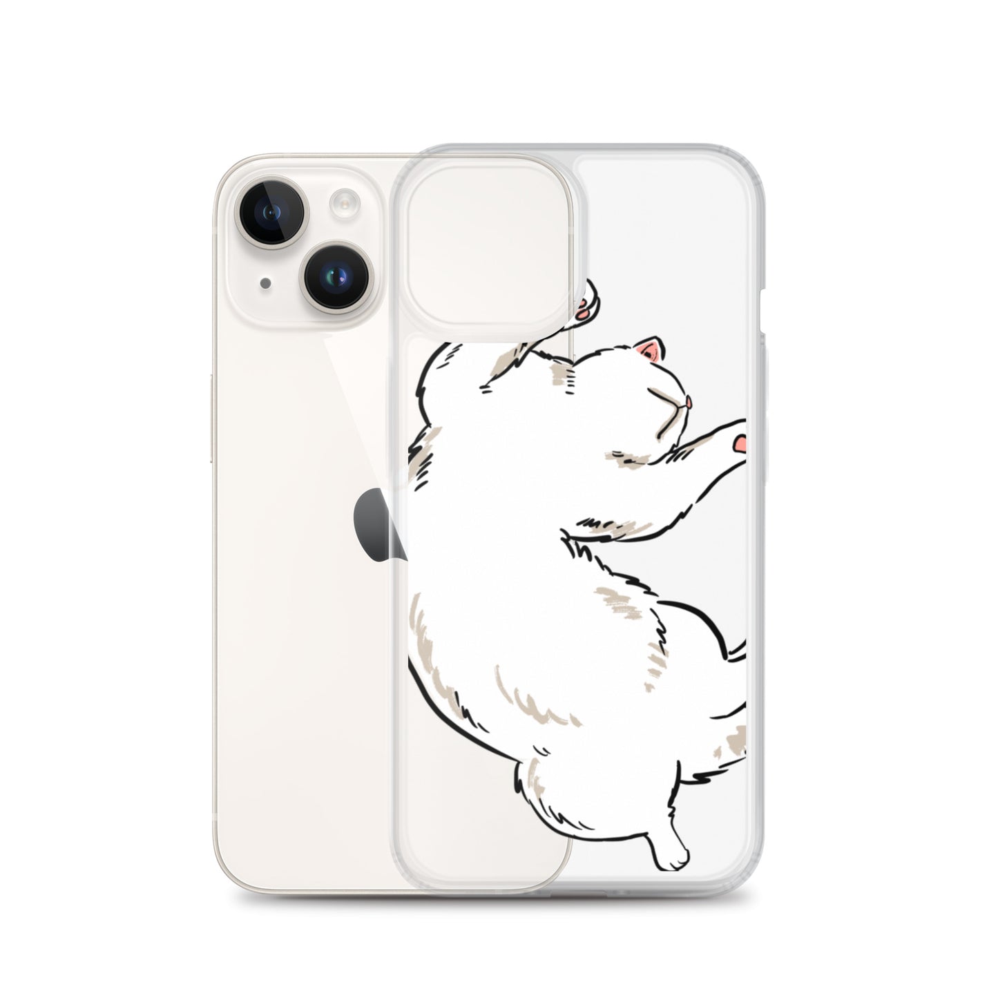 white cat phone case, iphone 7-14max available