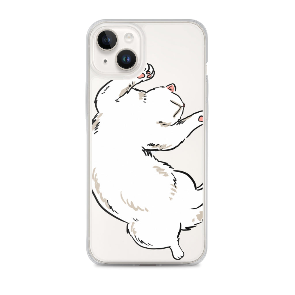 white cat phone case, iphone 7-14max available