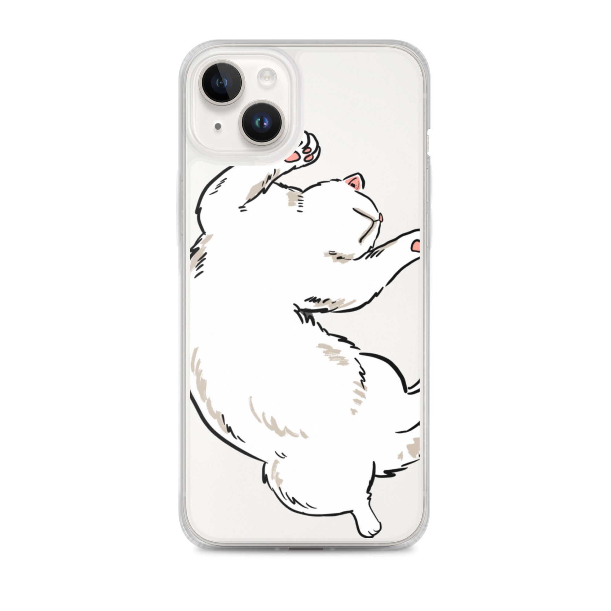 white cat phone case, iphone 7-14max available