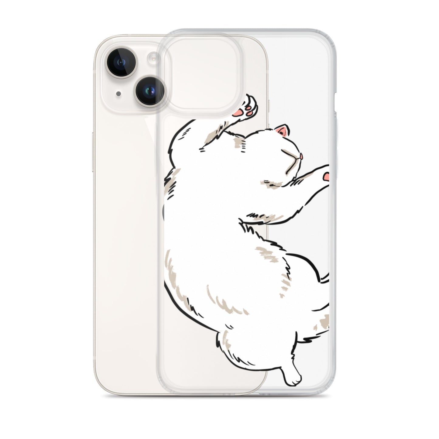 white cat phone case, iphone 7-14max available